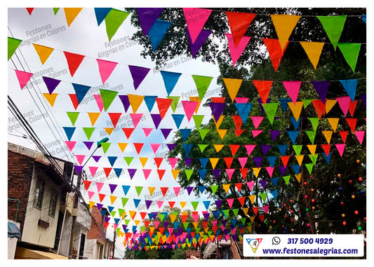 Festón Triangular Multicolor Acidos - Plástico
