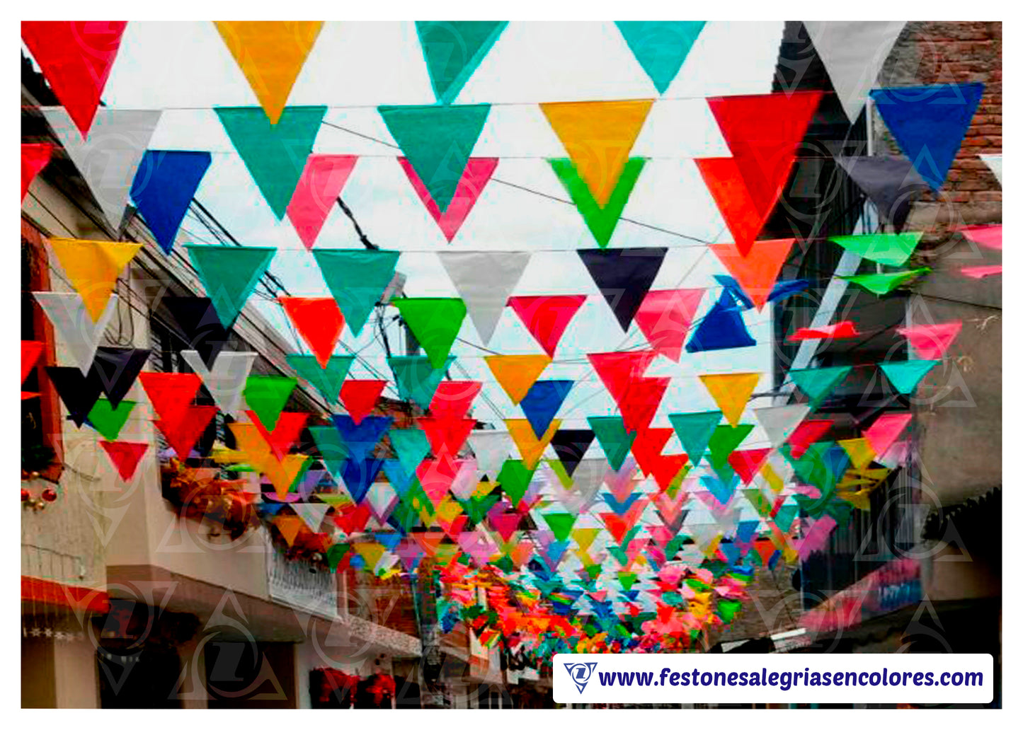 Festón Triangular Multicolor Standard x 50m - Plástico
