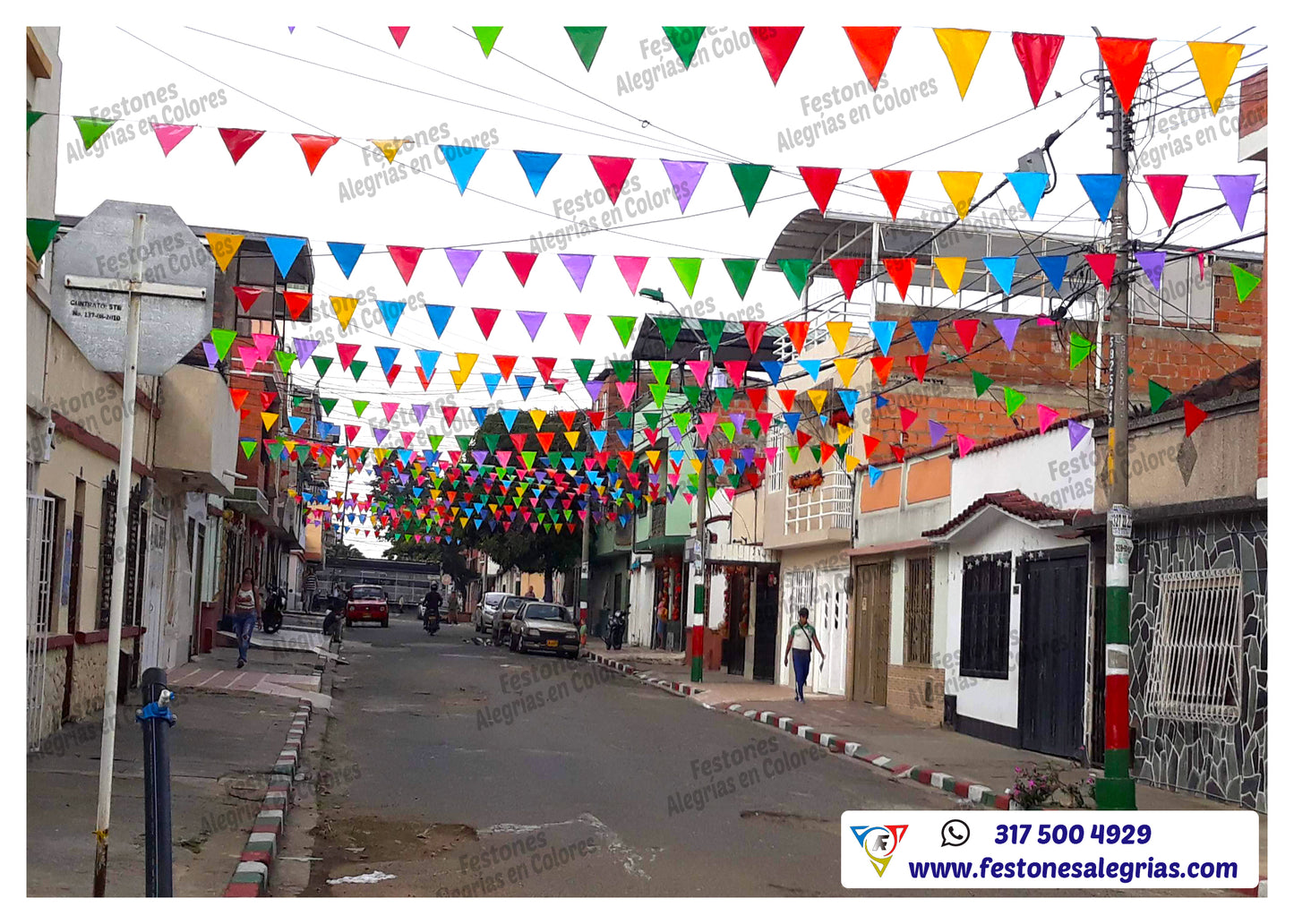 Festón Triangular Multicolor Standard x 50m - Plástico
