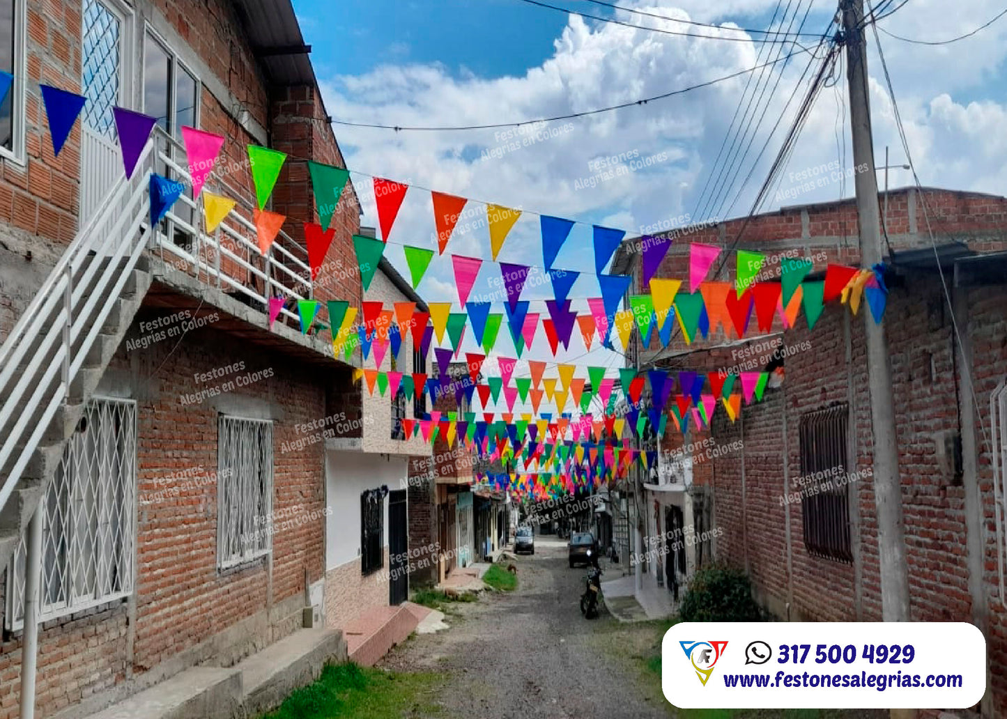 Festón Triangular Multicolor Standard x 50m - Plástico
