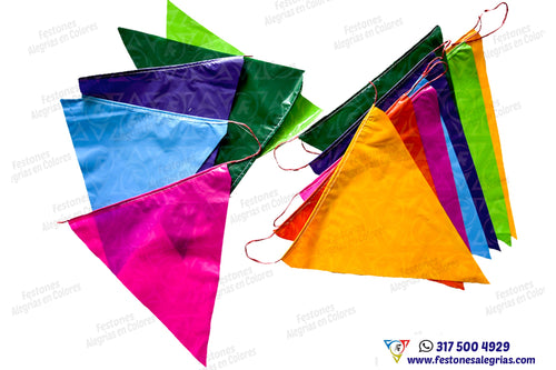 Festón Triangular Multicolor Acidos x 50 m - Plástico