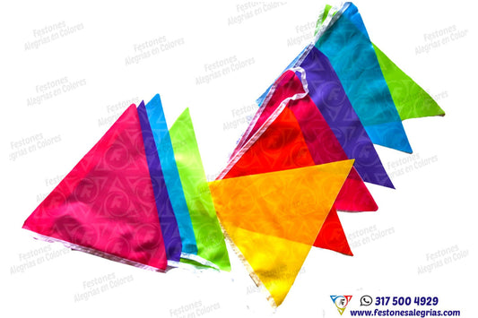 Festón Triangular Multicolor 50m - Tela ECO