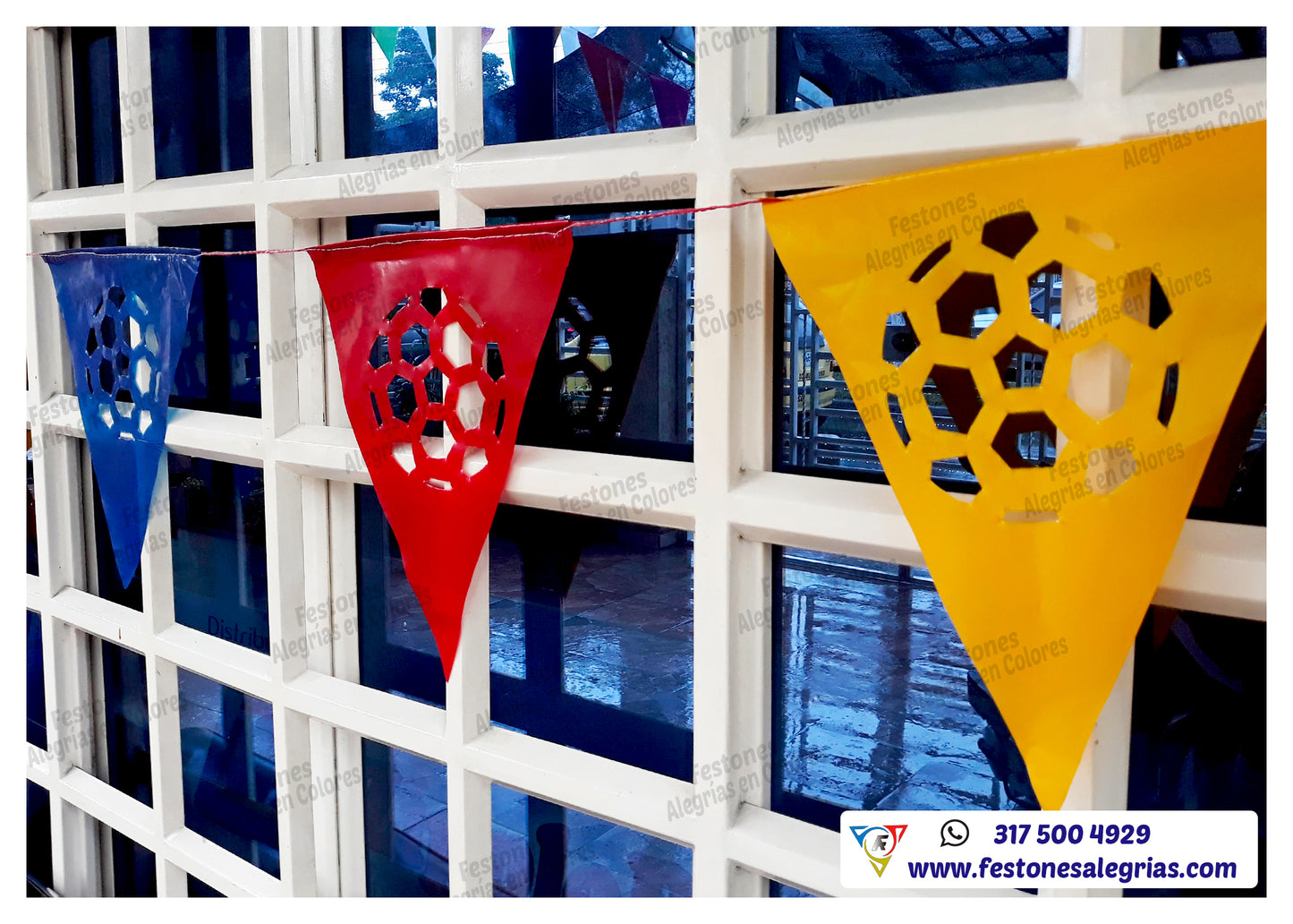 Feston Triangular Balón de Fútbol – 50 mts