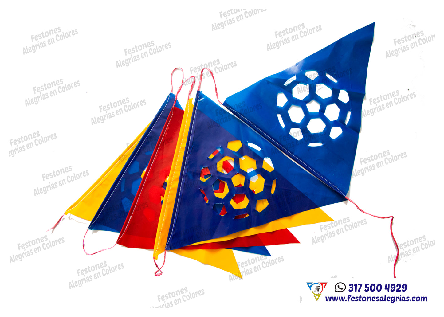 Feston Triangular Balón de Fútbol – 50 mts