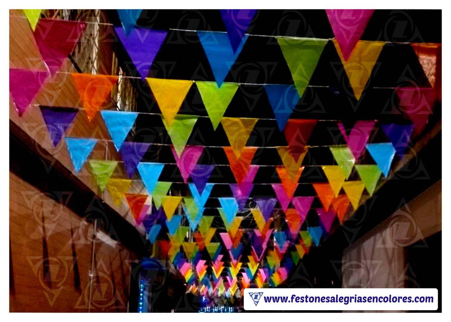 Festón Triangular Multicolor Standard x 50m - Plástico