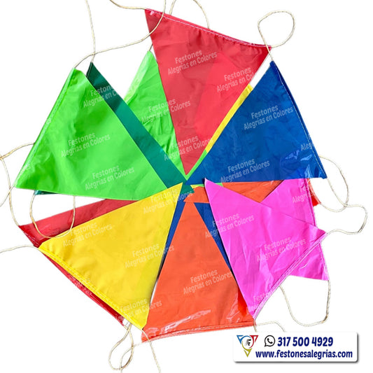 Festón Triangular Multicolor 50m - Ekko Plástico